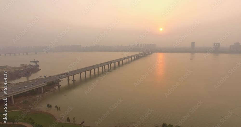 Seashore city bridge, traffic flow Seashore city bridge, traffic flow