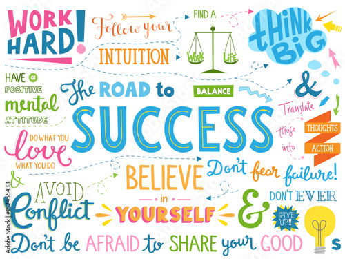 THE ROAD TO SUCCESS Hand Lettering Poster