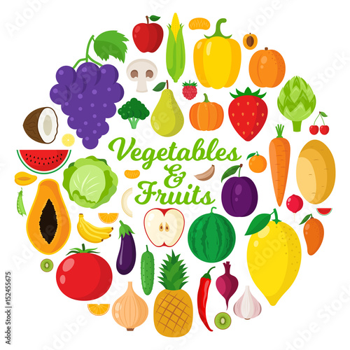 Vector vegetables  and fruits illustration
