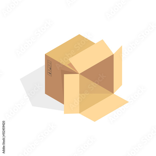 Isometric cardboard icon. Cartoon package box vector illustration