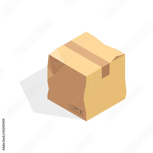 Isometric cardboard icon. Cartoon package box vector illustration