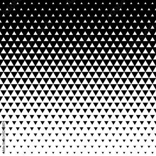 Vector Seamless White to Black Color Transition Triangle Halftone Gradient Pattern. Abstract Geometric Background Design