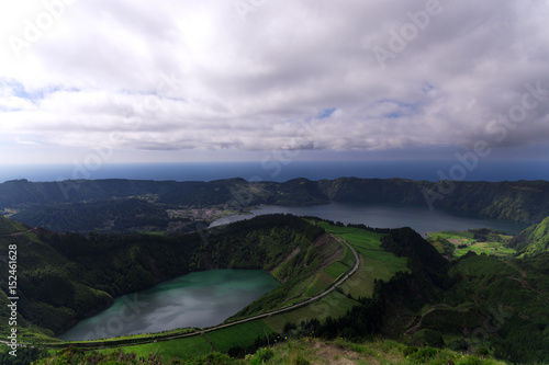 Mountain lake in the crater of an extinct volcano