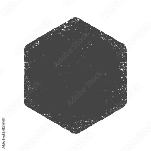 Grunge hexagon shape. Dirty texture vector illustration