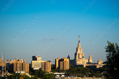Moscow views of Moscow state University, sun day