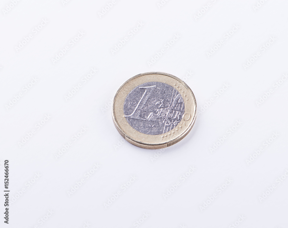 One euro coin on white background. Isolated. One euro coin on white background. Isolated.