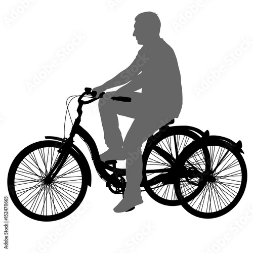 Silhouette of a tricycle male on white background