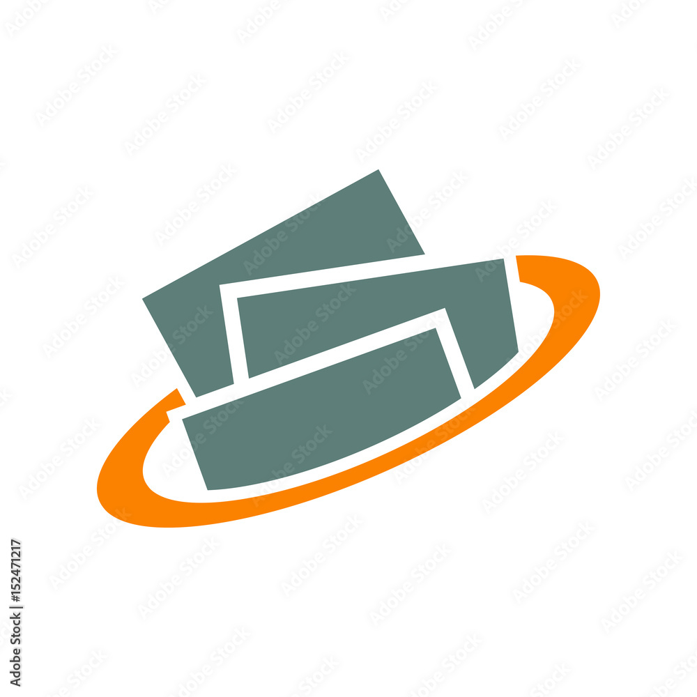 Icono plano documentos anillo gris y naranja en fondo blanco Icono plano documentos anillo gris y naranja en fondo blanco