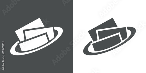 Icono plano documentos anillo gris y blanco