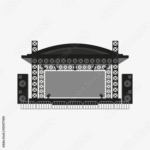 Outdoor concert stage vector illustration.