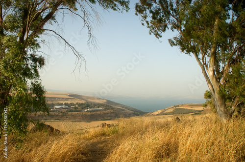 View of the lower Galilee, the Sea of Galilee. Israel, the month of April. photo