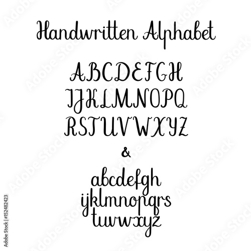 Hand Written Lowercase and Uppercase Calligraphy Alphabet. Stock Vector -  Illustration of element, handy: 78670078