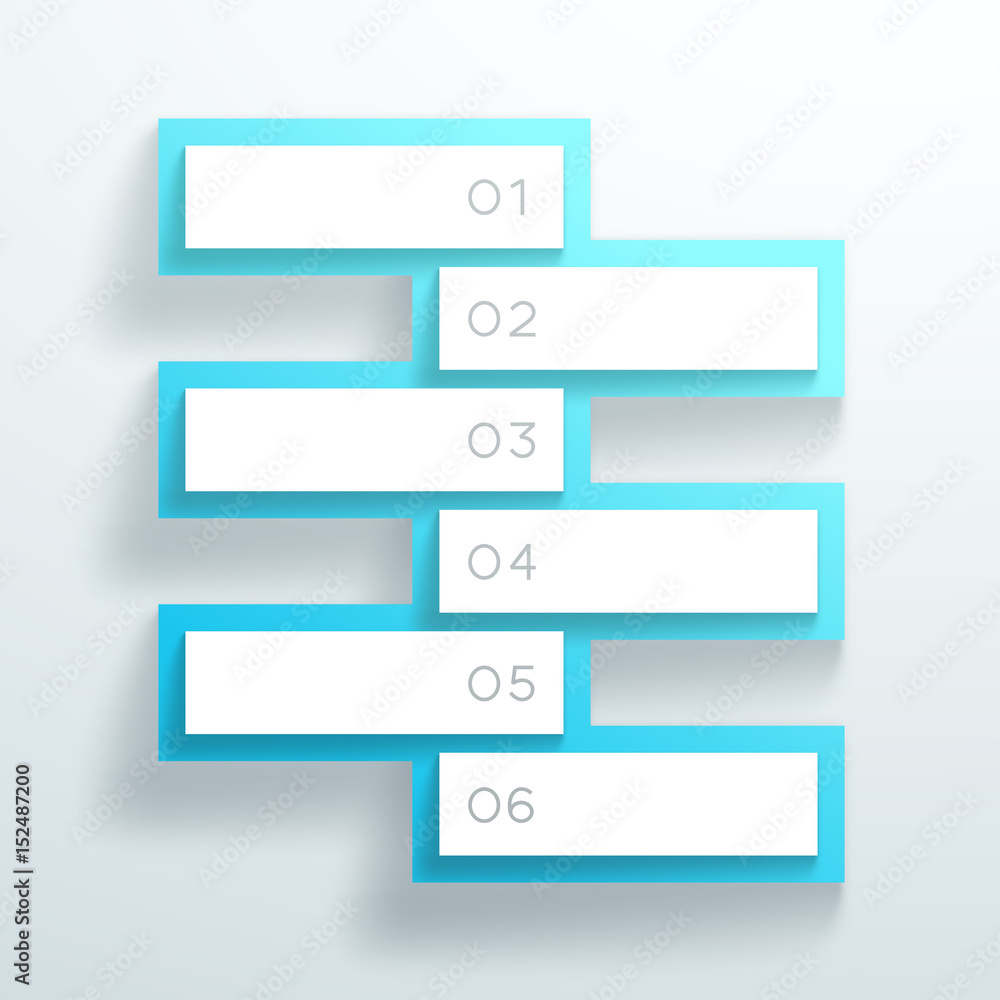 Vector 3d Blue Numbered Text Boxes Stacked 1 to 6 Vector 3d Blue Numbered Text Boxes Stacked 1 to 6