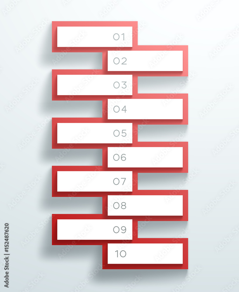 Vector 3d Red Numbered Text Boxes Stacked 1 to 10 Vector 3d Red Numbered Text Boxes Stacked 1 to 10