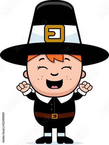 Child Pilgrim Excited