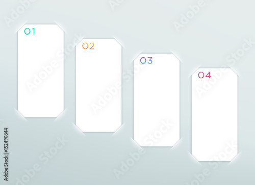 Vector Blank White Paper Frames Steps 1 to 4