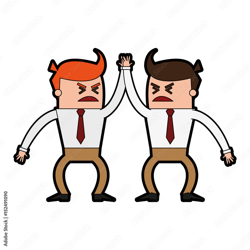 cartoon businessmen high five  icon image vector illustration design 