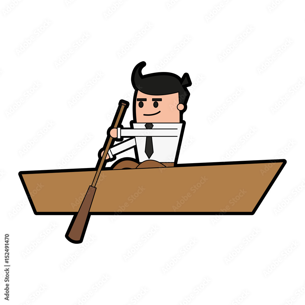 cartoon businessman in boat  icon image vector illustration design 