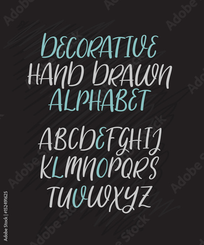 Modern calligraphy alphabet. Handwritten brush letters. Uppercase. Hand lettering font