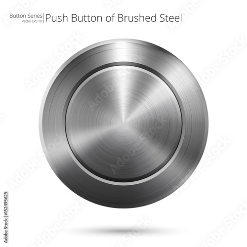 Brushed steel Button. Vector Illustration of a Steel Button. Brushed steel and blank for Copy Space.