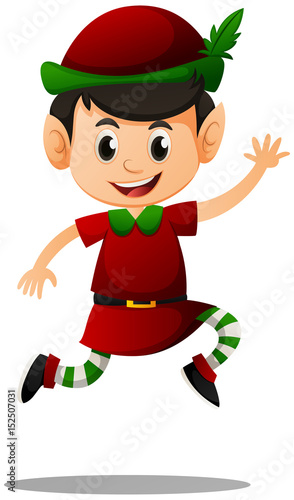 Elf in red costume
