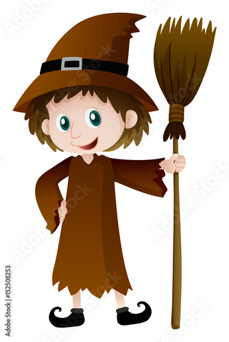 Witch holding magic broomstick