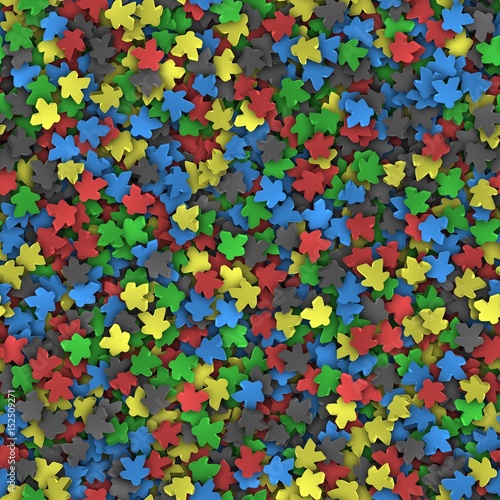 Seamless pattern of multi-colored meeples