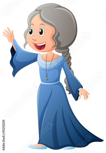 Upper class woman in blue dress