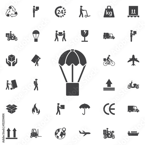 delivery service symbol. package with parachute icon vector, sol