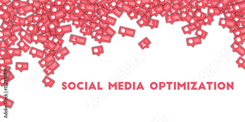 Social media optimization. Social media icons in abstract shape background with counter, comment and friend notification. Social media optimization concept in extraordinary vector illustration.