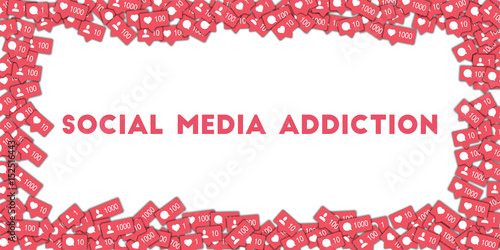 Social media addiction. Social media icons in abstract shape background with counter, comment and friend notification. Social media addiction concept in awesome vector illustration.