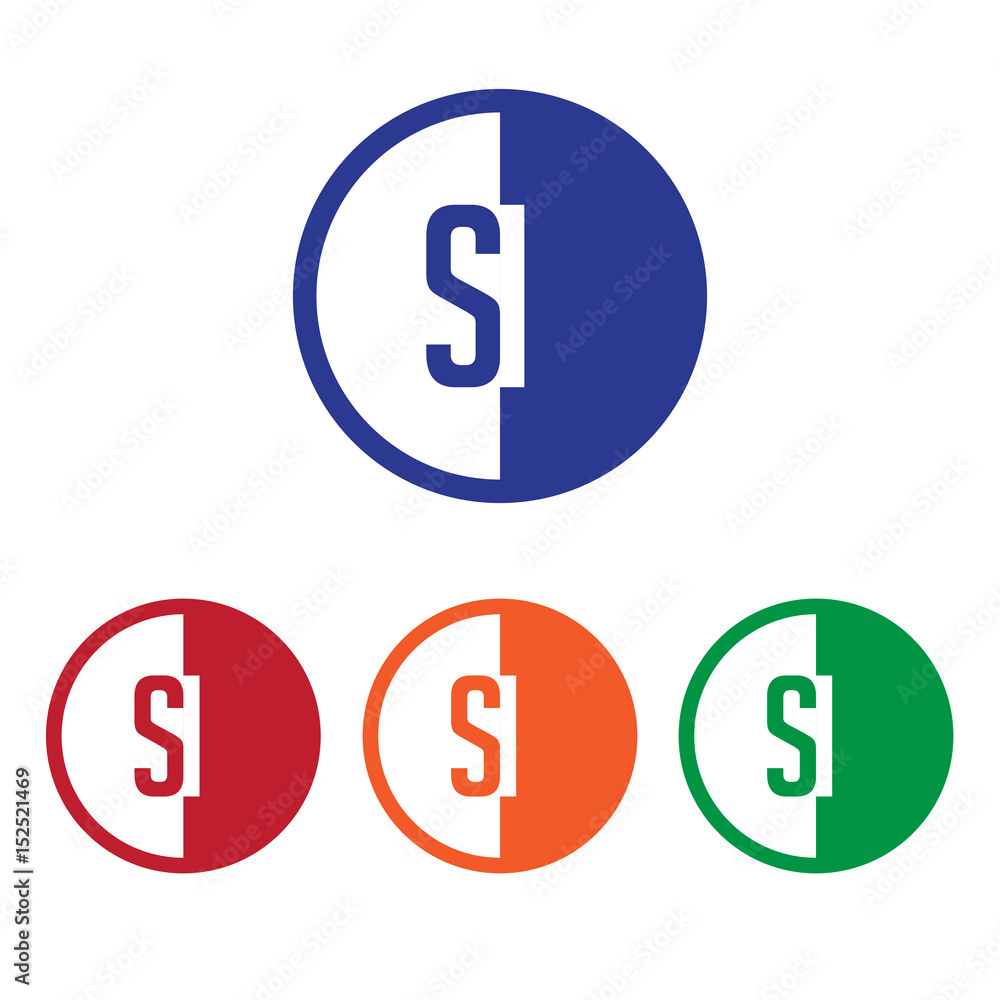 SI initial circle half logo blue,red,orange and green color SI initial circle half logo blue,red,orange and green color
