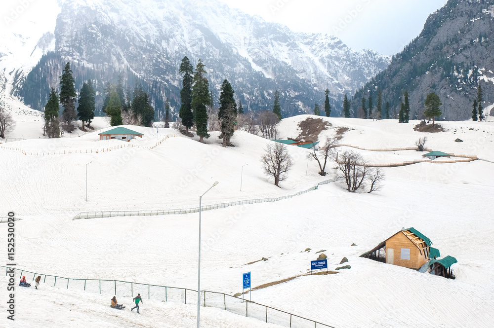 Snow covered mountains in Sonamarg village in Jammu And Kashmir, India
