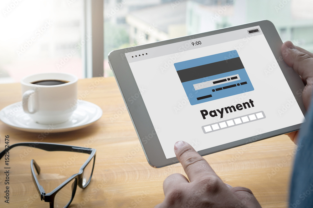 Man using mobile payments online shopping m-banking Internet Global Marketing Man using mobile payments online shopping m-banking Internet Global Marketing