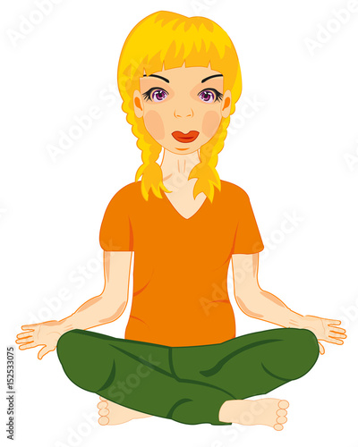 Girl concerns with yoga