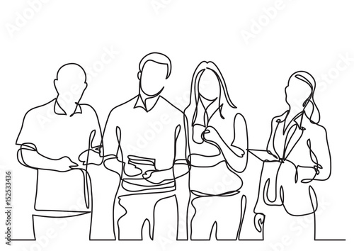 business team - continuous line drawing