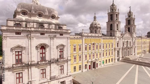 Panoramic view of Mafra and facade of the royal palace in Marfa, Portugal, May 10, 2017. Aerial view photo
