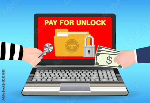 laptop computer infected ransomware virus pay for unlock data
