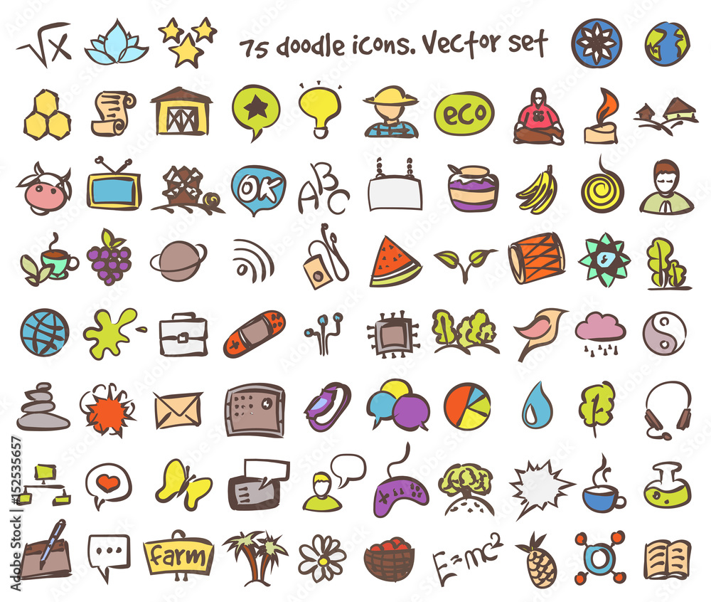 vector doodle icons set vector doodle icons set