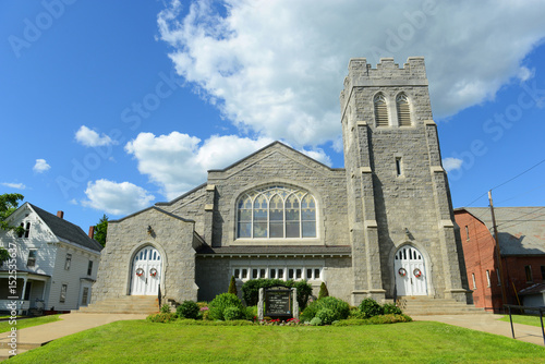 Grace United Methodist Church in downtown St. Johnsbury, Vermont, USA.