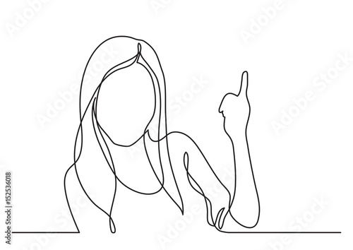 woman pointing - continuous line drawing