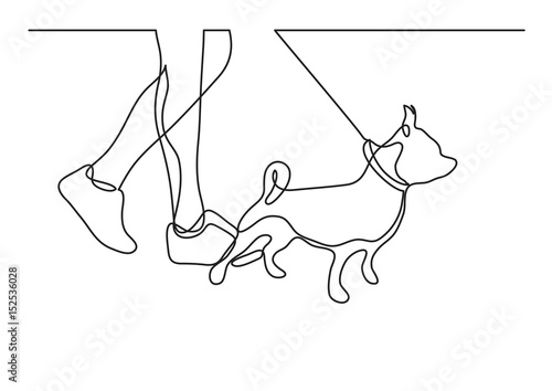 walking a dog - continuous line drawing