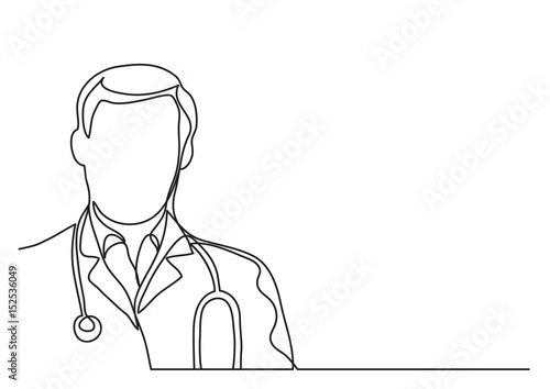 doctor with stethoscope - continuous line drawing