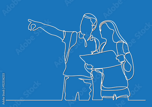 travelers learning map - continuous line drawing