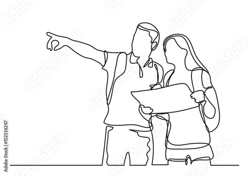 travelers learning map - continuous line drawing