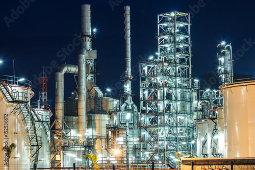 Photography Refinery tower in petrochemical industrial plant with Twilight