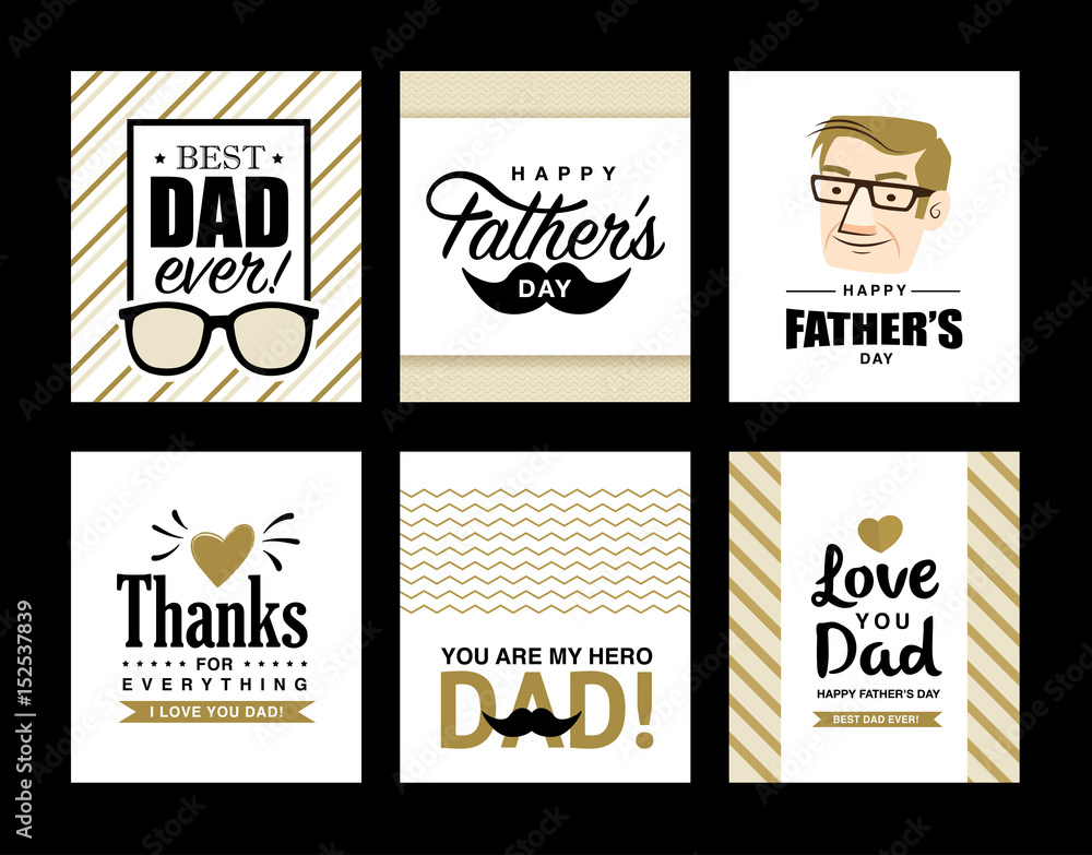 Set of father's day greeting card