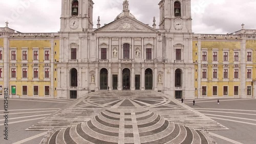 Main facade of the royal palace in Mafra, Portugal, May 10, 2017. Aerial view. photo