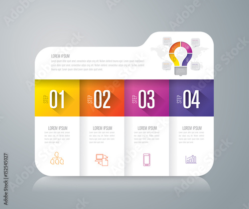 Folder infographics design vector and business icons with 4 step.