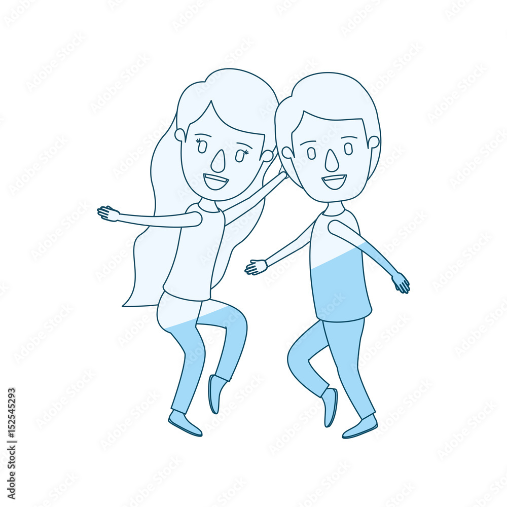 blue silhouette shading caricature full body couple dancing vector illustration blue silhouette shading caricature full body couple dancing vector illustration